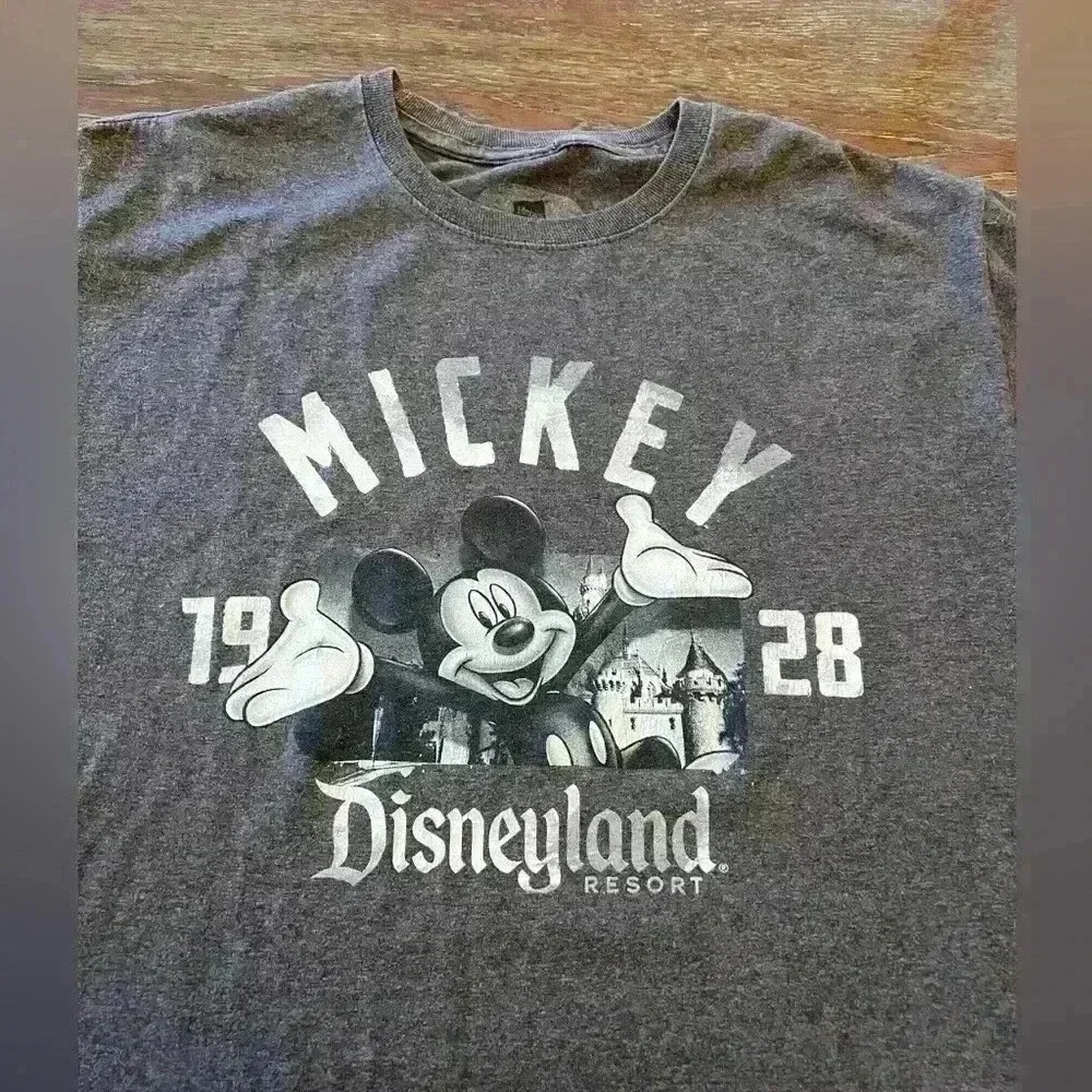 Disney Parks Mickey Mouse T-Shirt Men’s Size Medium Gray Distressed Graphic Logo